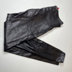 SPANX Faux Leather Leggings Black M/M‎ High Waist Shaping Ponte